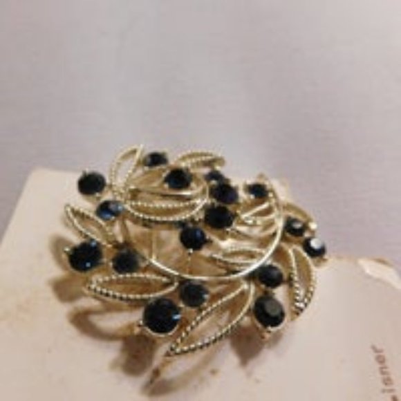LISNER Blue Rhinestone Brooch Vintage - Picture 4 of 7